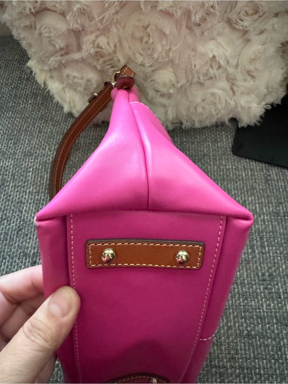 Dooney & Bourke Hot Pink Nylon Hobo Shoulder Bag | Leather Trim | Lightweight - Picture 4 of 9